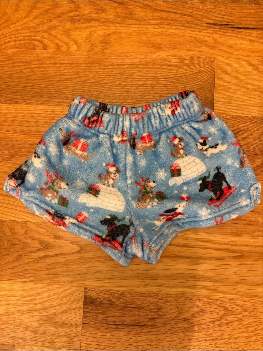 Kids Blue Holiday Fleece Pajama Shorts